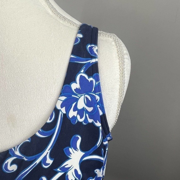 Lands End Blue Floral Tankini Swim Size 18 Padded Underwire - Picture 3 of 10